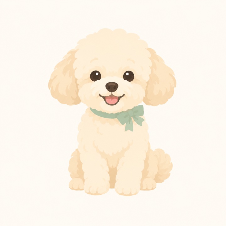 ニコッと笑うクリーム色の犬のイラスト（BAUDOG）